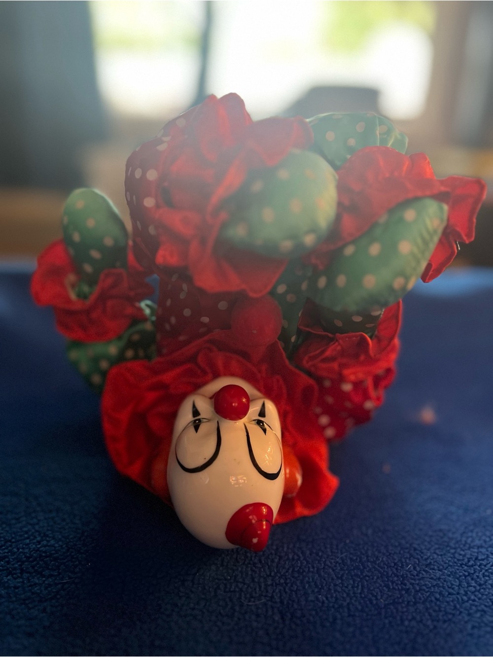 Kawaii Red & Green Clown Hair Scrunchie for Kids